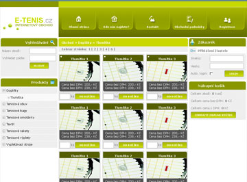 On-line tenis shop Navrh 2