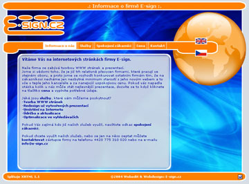 Pvodn internetov prezentace firmy E-sign